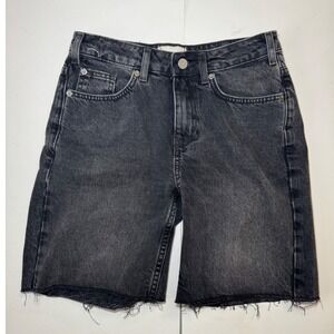 BDG Black Denim Cutoff Shorts Size 26 Distressed Raw Hem Relaxed Fit